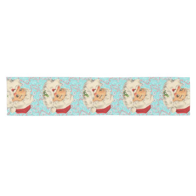 Santa mit Pfefferminzen Kurzer Tischläufer (Horizontal)