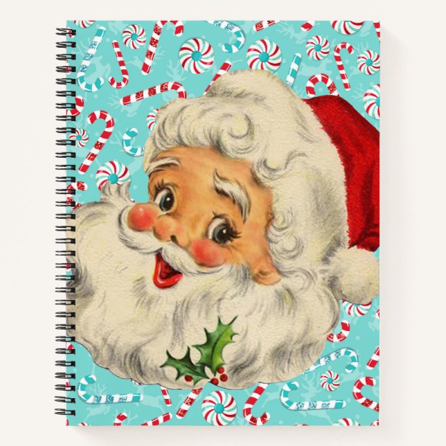 Santa mit Pfefferminzen Notizbuch (Vorderseite)