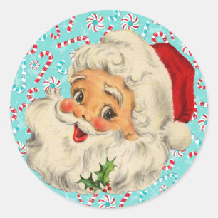 Santa mit Pfefferminzen Runder Aufkleber