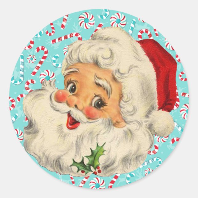 Santa mit Pfefferminzen Runder Aufkleber (Vorderseite)