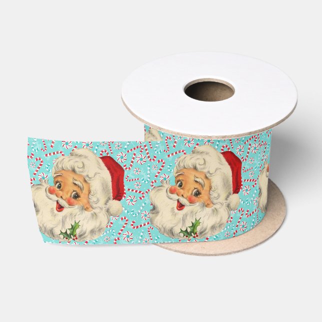 Santa mit Pfefferminzen Satinband (Spule)