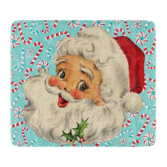 Santa mit Pfefferminzen Schneidebrett (Vorderseite)