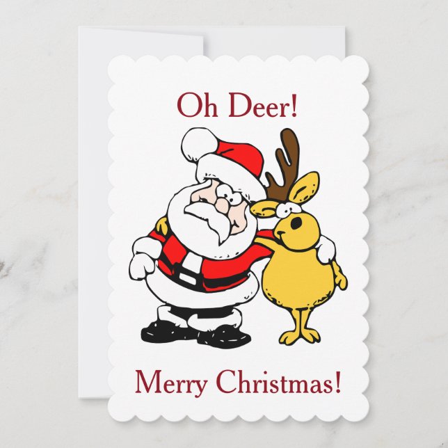 Santa mit Rehflachkarte Feiertagskarte (Vorderseite)