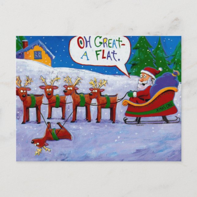 Santa mit Rentier Postkarte (Vorderseite)