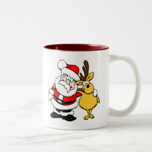 Santa mit Rentier Zweifarbige Tasse