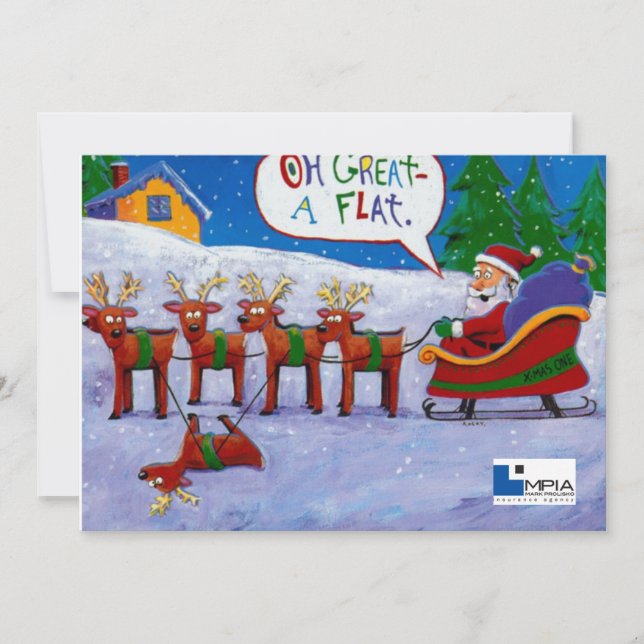 Santa mit Rentierkarte Feiertagskarte (Vorderseite)