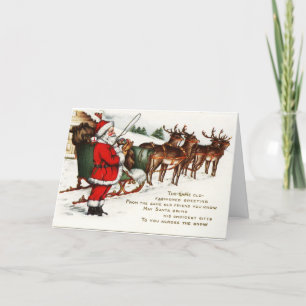 Santa mit Rentierkarte Feiertagskarte