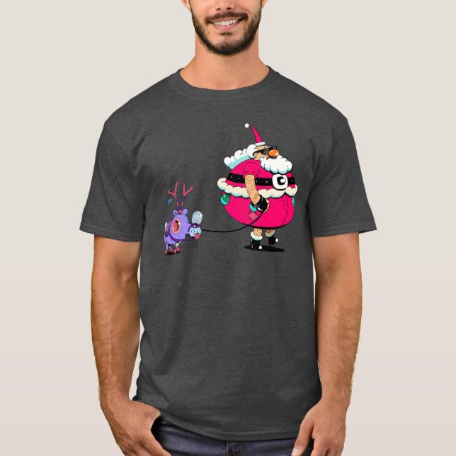 Santa mit Retro T-Shirt (Vorderseite)
