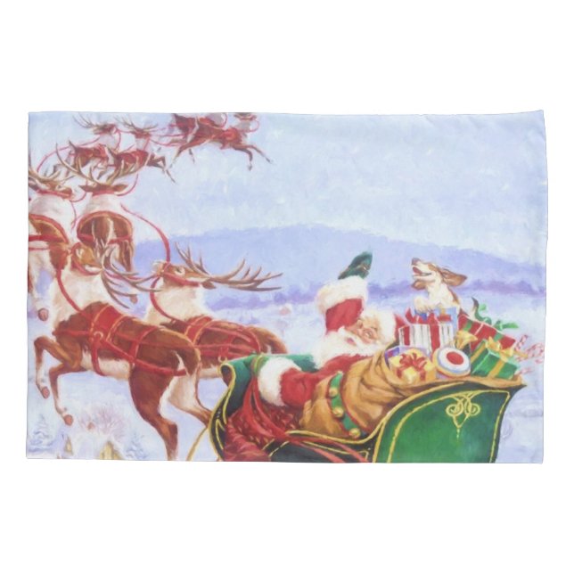 Santa mit Schlitten Kissenbezug (Rückseite)