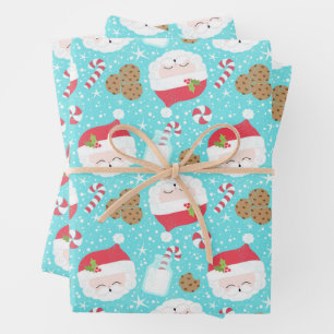 Santa mit seinen Keksen und Milchweihnachtszeit Geschenkpapier Set