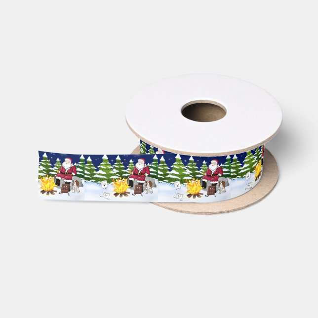 Santa mit S'mores und Cavalier King Charles Satinband (Spule)