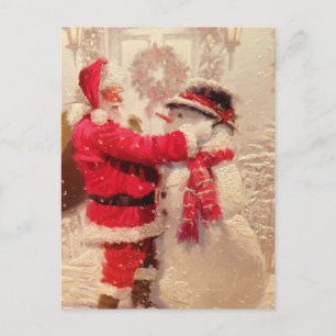 Santa mit Snowman Vintage Weihnachten