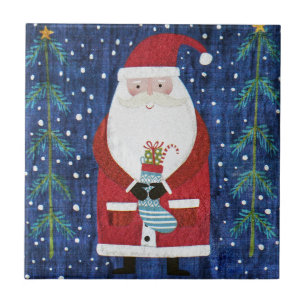 Santa mit Strumpf Fliese