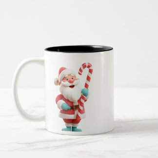 Santa mit Zuckerrohr – Festlicher Weihnachtskaffee Zweifarbige Tasse