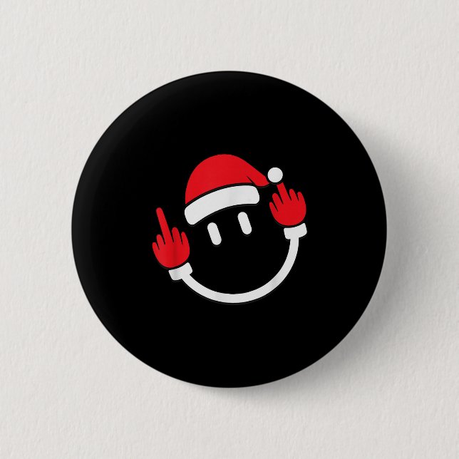 Santa Mittelfinger hoch _ Weihnachten Profanität Button (Vorderseite)