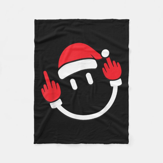 Santa Mittelfinger hoch _ Weihnachten Profanität Fleecedecke (Vorderseite)