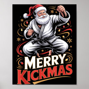 Santa MMA Karate Frohe Kickmas hässliche Weihnacht Poster