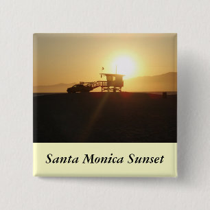 Santa Monica am Sonnenuntergang Button