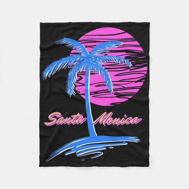 Santa Monica Beach Outlet 80er Ästhetische Vaporwa Fleecedecke (Vorderseite)