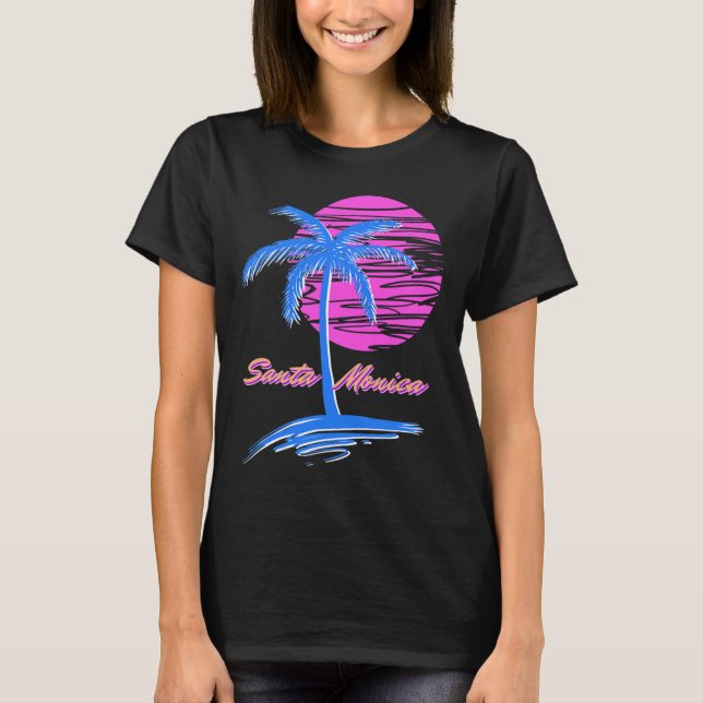 Santa Monica Beach Outlet 80er Ästhetische Vaporwa T-Shirt (Vorderseite)
