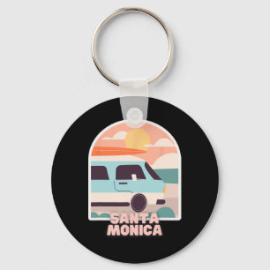 Santa Monica Beach Retro Pastellfarben Sonne und F Schlüsselanhänger