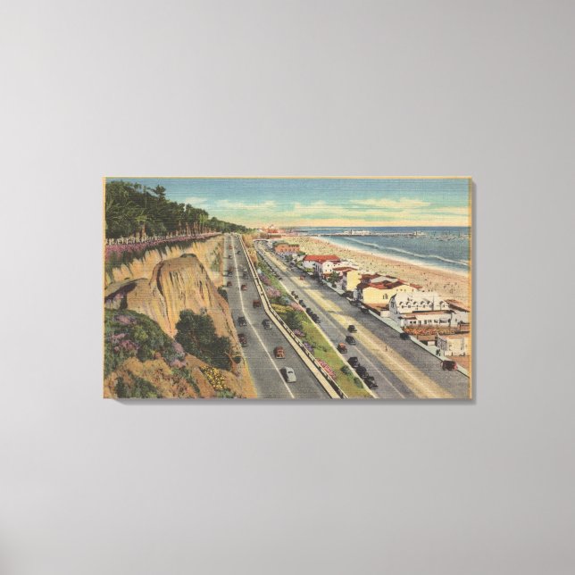 Santa Monica, CA - Beach Scene entlang Palisades Leinwanddruck (Vorderseite)