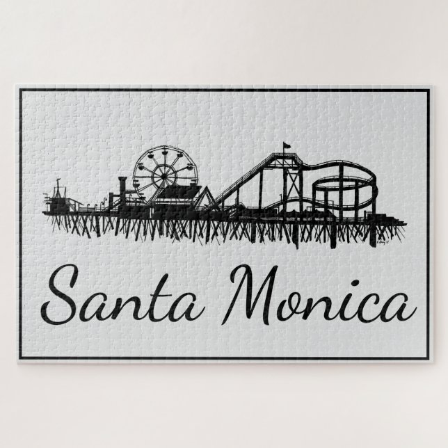 Santa Monica CA California Pier Silhouette Cali (Horizontal)