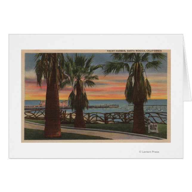 Santa Monica, CA - Yachthafen und Sonnenuntergang (Vorderseite (Horizontal))