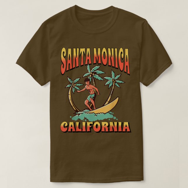 Santa Monica California Beach Surf Sommerferien T-Shirt (Design vorne)