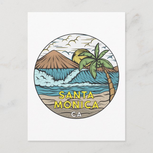 Santa Monica California Vintag Postkarte (Vorderseite)