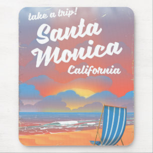 Santa Monica California Vintages Strandposter Mousepad