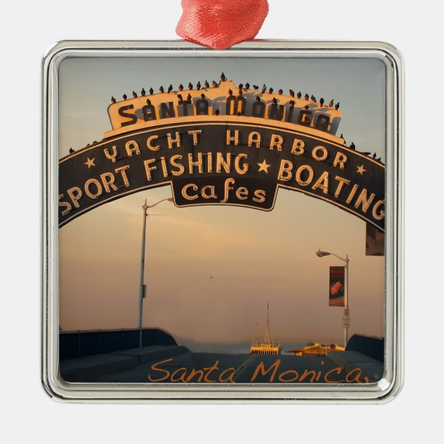 Santa Monica Kalifornien Silbernes Ornament (Vorne)