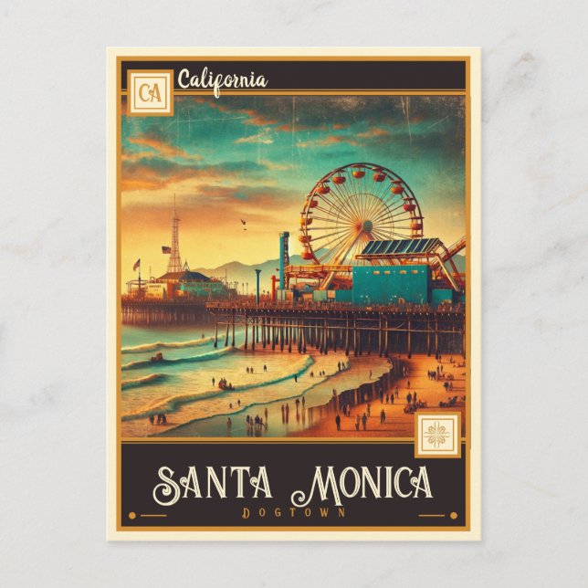 Santa Monica, Kalifornien | VINTAG Postkarte (Vorderseite)