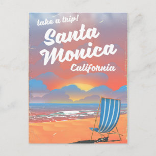 Santa Monica Kalifornien Vintage-Strandposter Postkarte