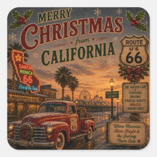Santa Monica Mother Road Weihnachtsstrumpf-Füllung Quadratischer Aufkleber