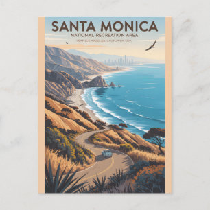 Santa Monica Mountains   Vintage Reiseplakat Postkarte