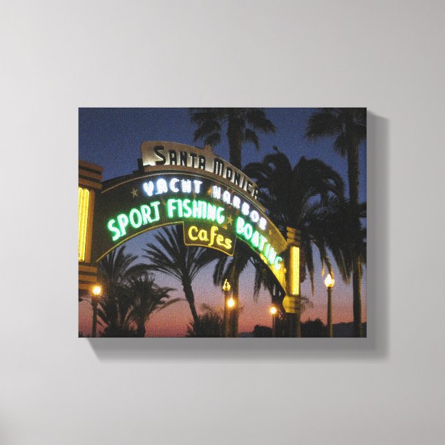 Santa Monica Pier bei Sonnenuntergang Leinwand (Vorderseite)