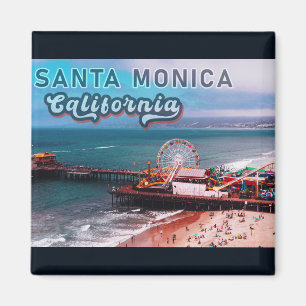 Santa Monica Pier Ca USA Retro Souvenirs 80er Magnet
