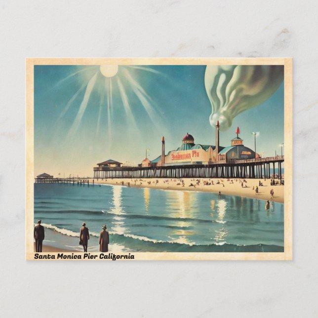 Santa Monica Pier California Postkarte (Vorderseite)
