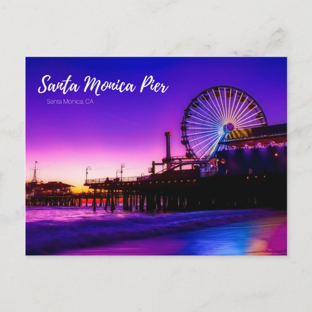 Santa Monica Pier Feiertagspostkarte (Vorderseite)