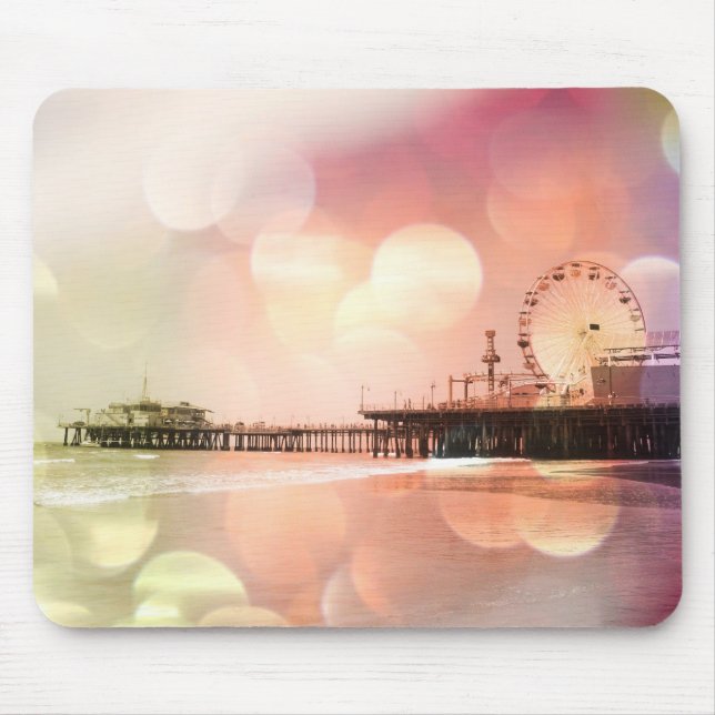Santa Monica Pier - funkelndes Pink Foto Edit Mousepad (Vorne)