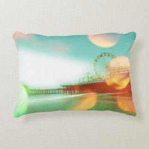 Santa Monica Pier Green Orange Glitzern Edit Dekokissen