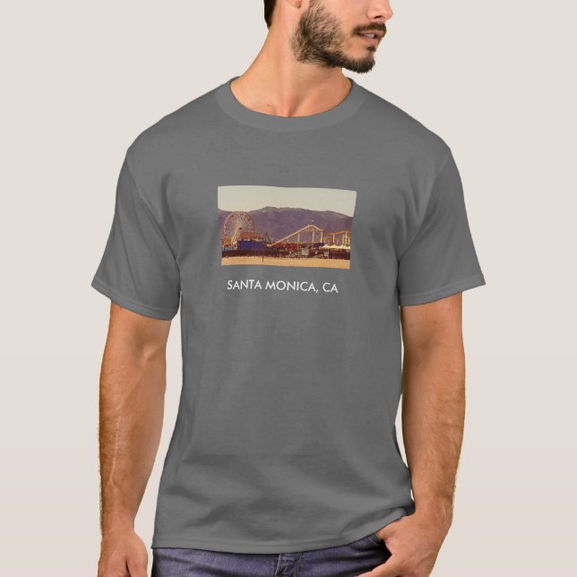 Santa Monica Pier - grundlegendes dunkles Shirt (Vorderseite)