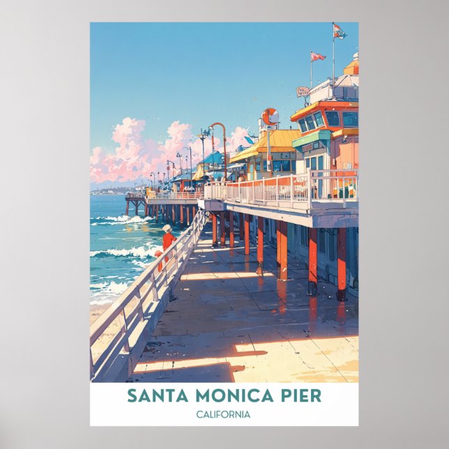 Santa Monica Pier - Kalifornien Attraktionen Poster (Vorne)