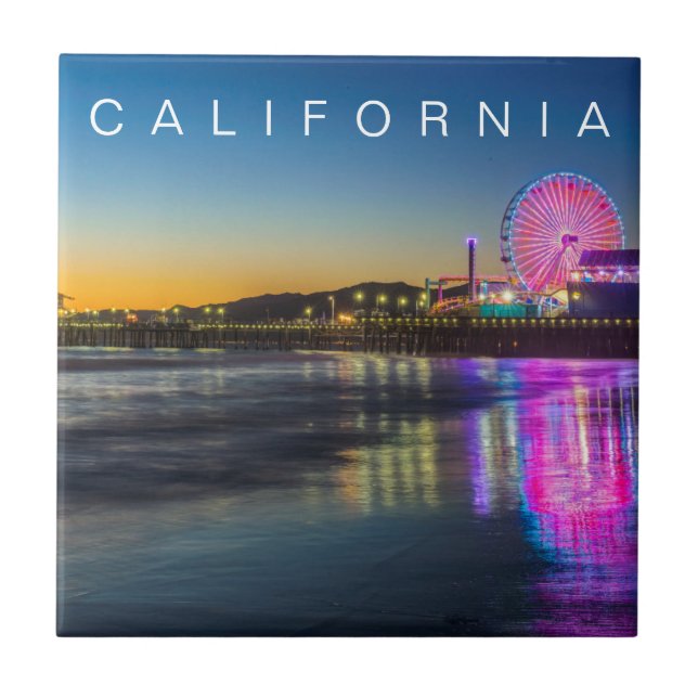 Santa Monica Pier | Los Angeles, Kalifornien Fliese (Vorderseite)