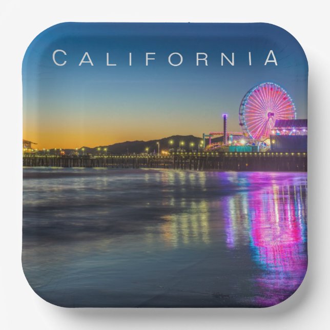 Santa Monica Pier | Los Angeles, Kalifornien Pappteller (Vorderseite)