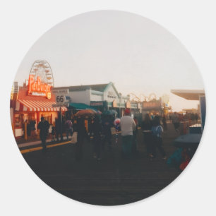 Santa Monica Pier, Los Angeles, Kalifornien Runder Aufkleber