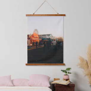 Santa Monica Pier, Los Angeles, Kalifornien Wandteppich Mit Holzrahmen