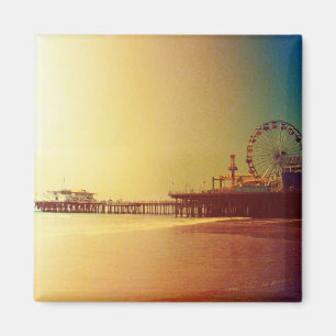 Santa Monica Pier - Orange Sunrise Foto Edit Magnet