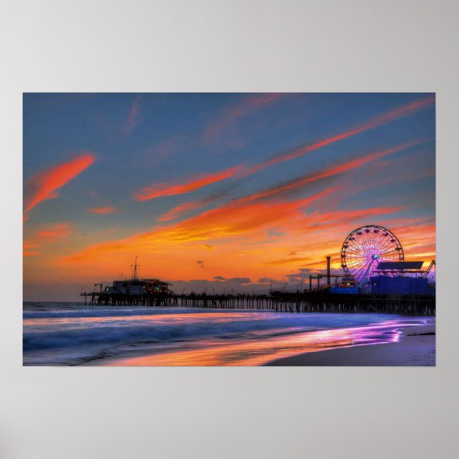 Santa Monica Pier Sunset Poster (Vorne)